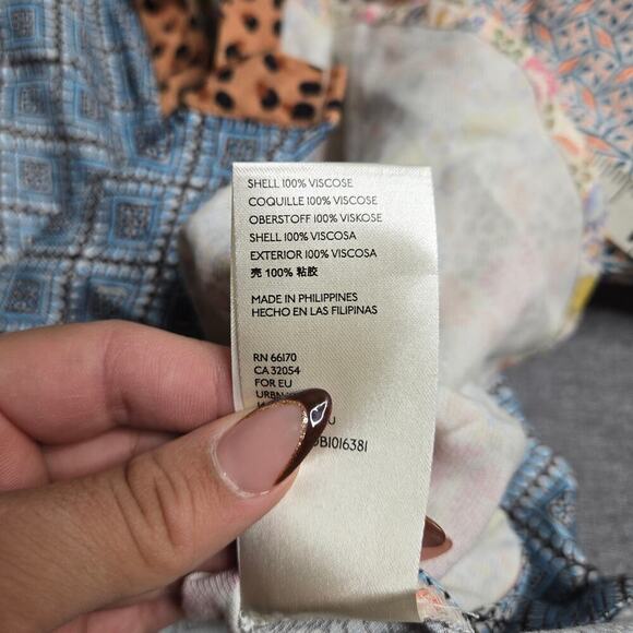Anthropologie Maeve Bernadette Mixed Print Floral Leaopard Shirt Size XXSP - Picture 5 of 5